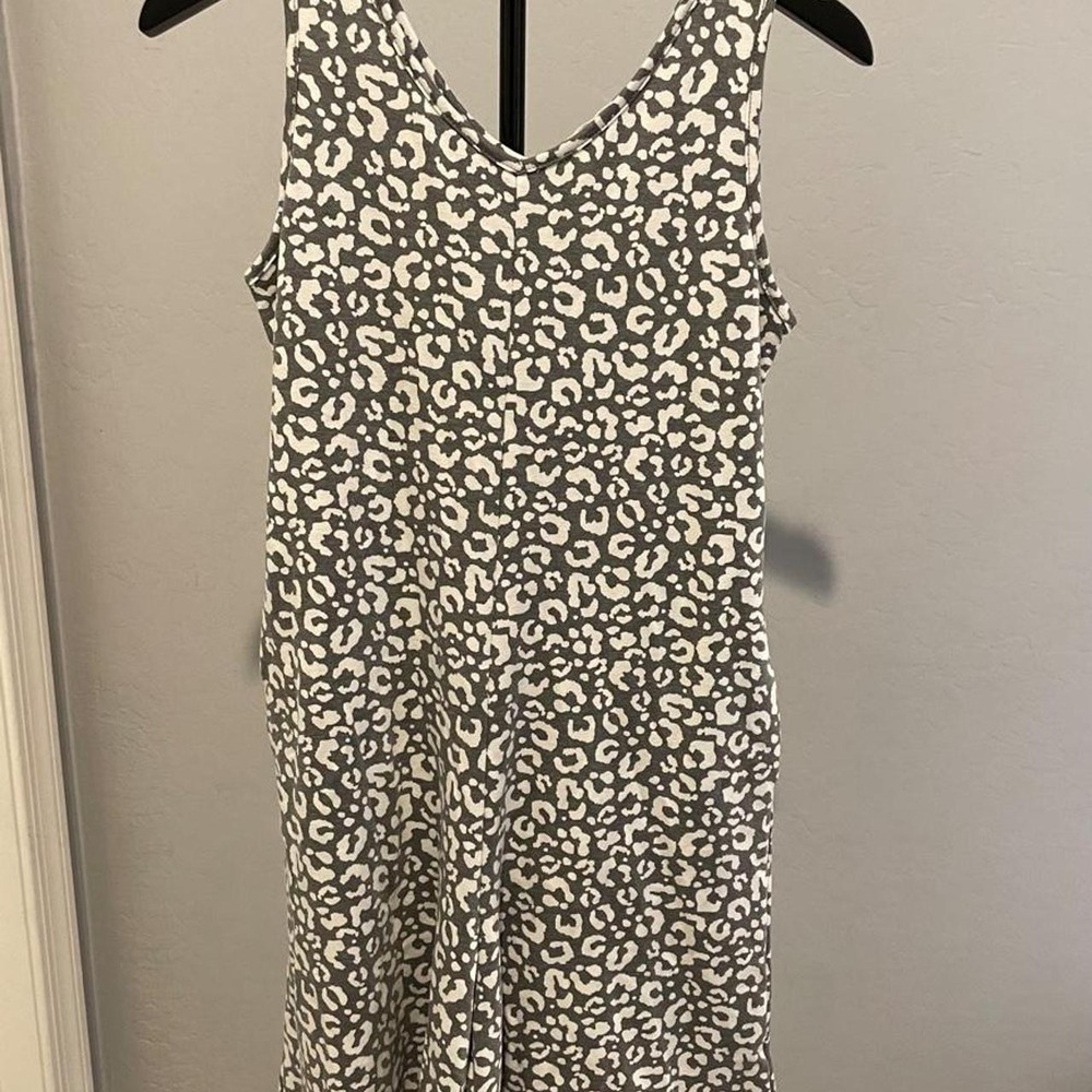 Bombom white and gray leopard print dress WITH POCKETS